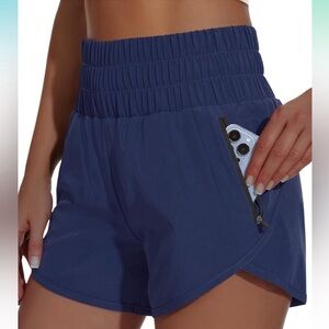 High Waisted Athletic Shorts 4'' High Rise Quick Dry Tummy Control Zipper Pocket